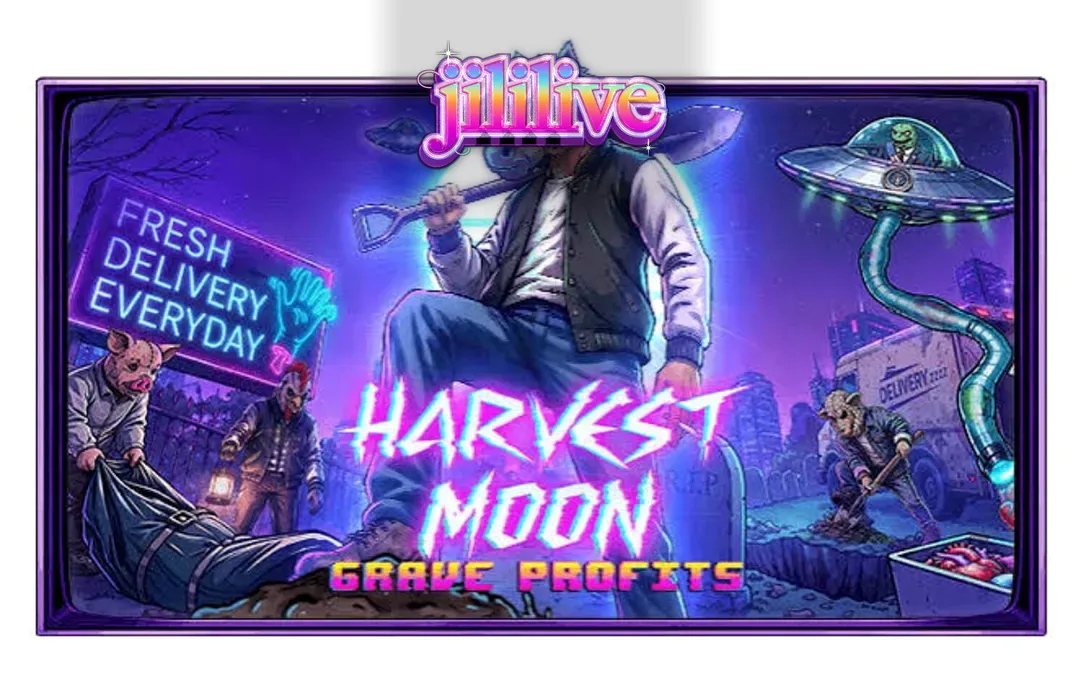 Harvest Moon Grave Profits slot game interface with gory anatomical symbols