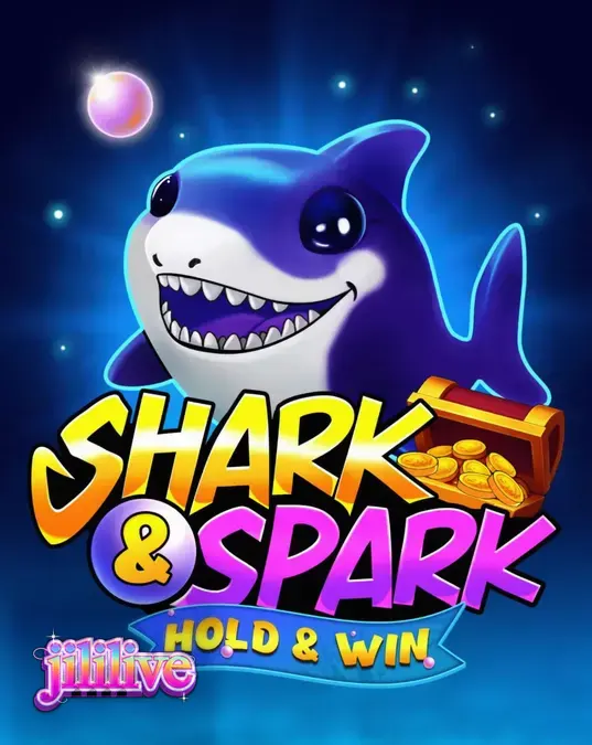 Shark & Spark Hold & Win স্লট গেমের একটি রঙিন দৃশ্য যেখানে Little Shark এবং সমুদ্রের তলদেশ দেখা যাচ্ছে।